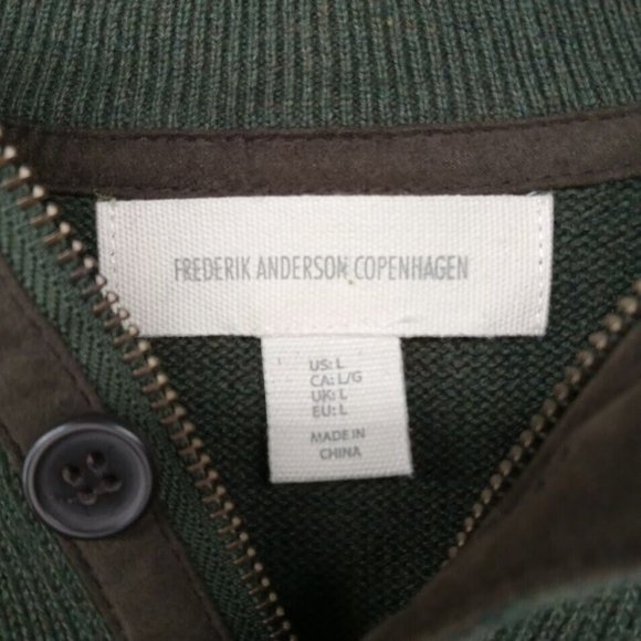 Frederik Anderson Copenhagen Sweater Mens Large Dark‎ Green Pullover Heavy Knit - Picture 3 of 8